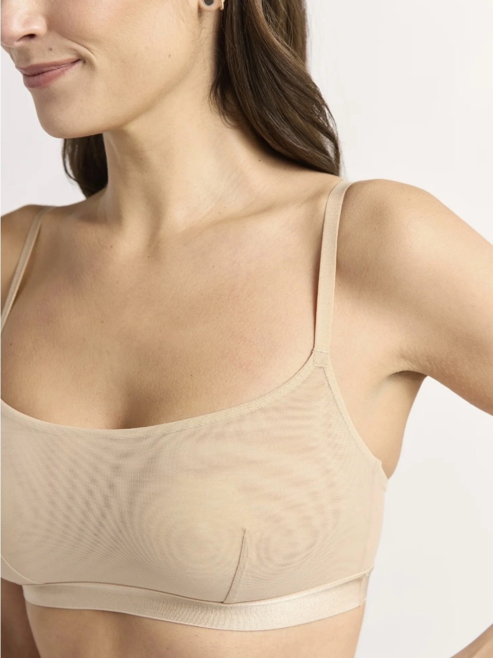 Joyspun Adobe Tan Adjustable Straps Double Layer Mesh Bralette - Picture 2 of 5